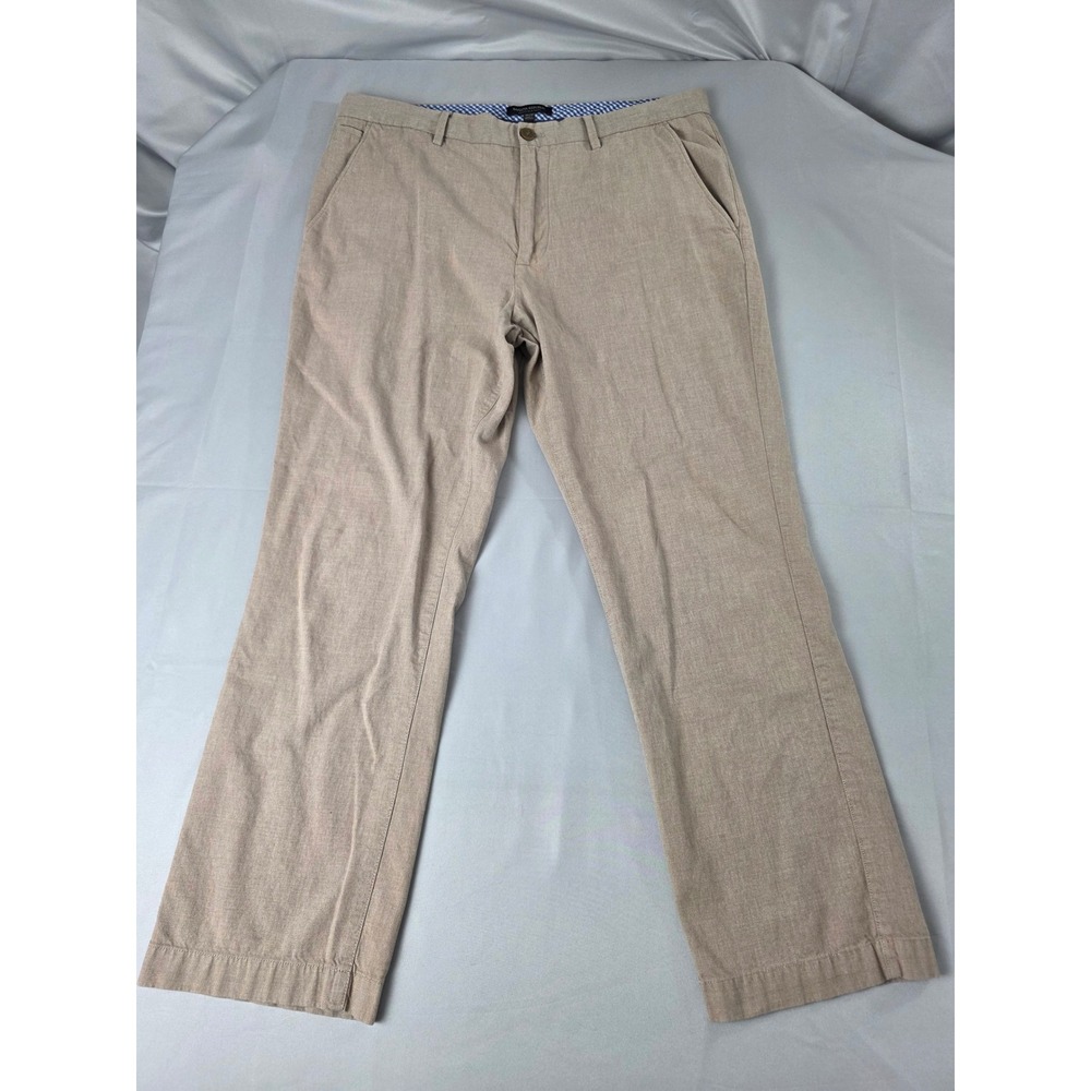 Banana Republic Kentfield Pant Mens 35x30 Tan Cotton Flat Front Straight Chinos